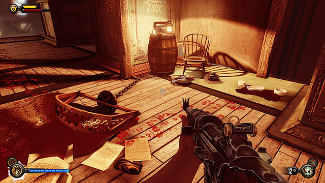 Once youve eliminated all enemy units use the sky-line to get to the back of the right building - Destroy the defense turrets - Chapter 21 - Shantytown - BioShock: Infinite - Game Guide and Walkthrough