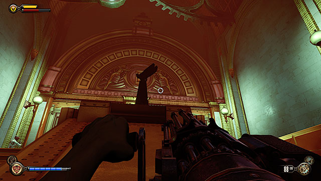 Once youve landed on a platform you should notice that the gate leading to the factory has opened - Take out the zeppelin - Chapter 26 - Factory Courtyard - BioShock: Infinite - Game Guide and Walkthrough