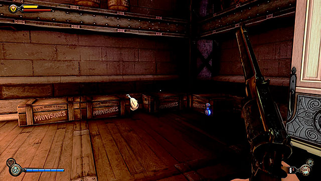 Once youve won the battle in front of the bank climb on a balcony mentioned above and ask Elizabeth to use 3 lockpicks on a nearby door - Go to Comstock house - Chapter 30 - Downtown Emporia - BioShock: Infinite - Game Guide and Walkthrough