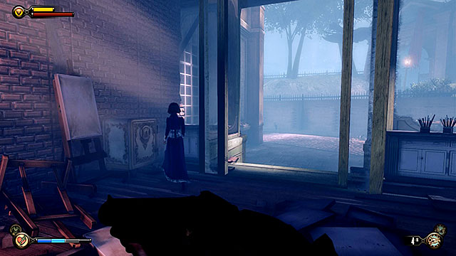 There are linked stores opposite the entrance to the cemetery - Find the crypt of Lady Comstock - Chapter 30 - Downtown Emporia - BioShock: Infinite - Game Guide and Walkthrough