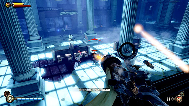Youll soon reach the main area of the bank and you should make a choice between the left or the right entresol - Find the next tear - Chapter 31 - Memorial Gardens - BioShock: Infinite - Game Guide and Walkthrough
