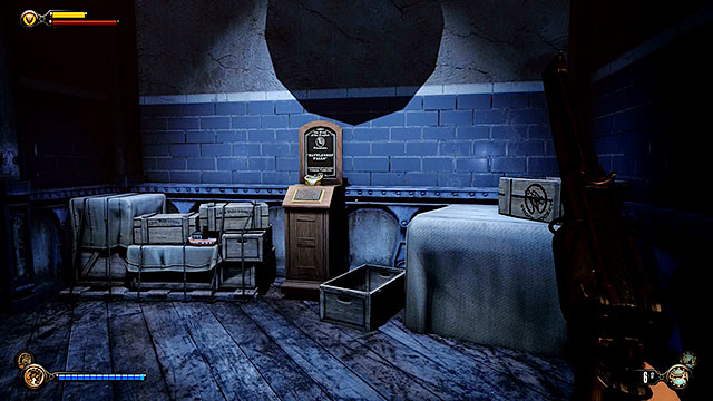 Exit the warehouse to return to the atrium and find a corridor leading to the projection room (Where We Learn sign) - Go to wardens office - Chapter 33 - The Atrium - BioShock: Infinite - Game Guide and Walkthrough