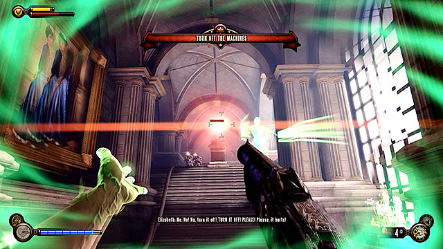 You will have to use one of the side corridors (doesnt matter which one) leading to the upper level to get closer to the generators - Turn off the machines - Chapter 35 - Operating Theatre - BioShock: Infinite - Game Guide and Walkthrough