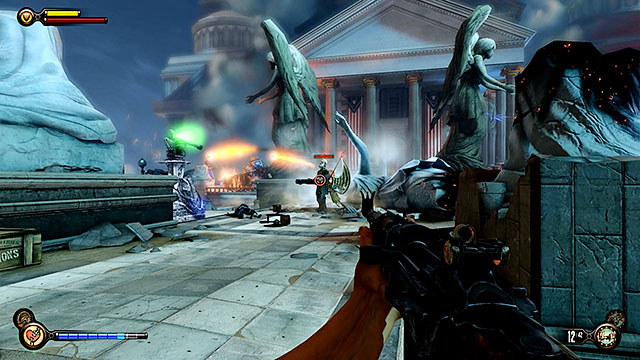 Once youve left Comstocks house search the room youre currently standing in very thoroughly and then ask Elizabeth to break a lock on a door leading to the roof - Board Prophet Comstocks zeppelin - Chapter 36 - Hand of the Prophet - BioShock: Infinite - Game Guide and Walkthrough