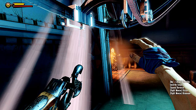 The second part of the deck is being guarded by two turrets stationed on both sides of the room - Find a way to the top deck - Chapter 38 - Engineering Deck - BioShock: Infinite - Game Guide and Walkthrough