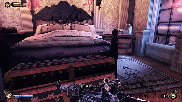 Soldiers Field - inside a hotel room (you can get here only by using the Shock Jockey vigor) - Chapters 9-12 | Gear in BioShock Infinite - Gear - BioShock Infinite Guide