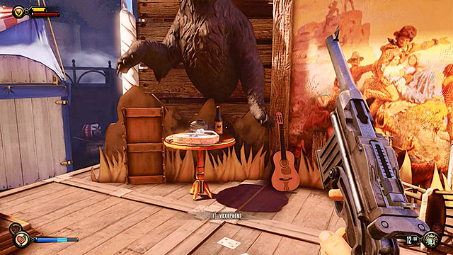 Another interesting item can be found on the stage, below the terrace - Go to the Monument Island and find the girl (part 1) - Chapter 4 - Comstock Center Rooftops - BioShock: Infinite - Game Guide and Walkthrough