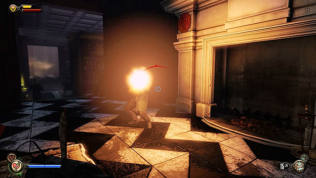There are several enemies in the dining room and at the bar, but thankfully theyre not equipped too well so killing them shouldnt cause you any problems - Go to the Monument Island and find the girl (part 2) - Chapter 4 - Comstock Center Rooftops - BioShock: Infinite - Game Guide and Walkthrough