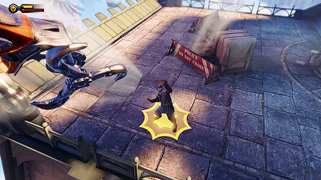 Continue moving towards the gondola station - Go to the Monument Island and find the girl (part 2) - Chapter 4 - Comstock Center Rooftops - BioShock: Infinite - Game Guide and Walkthrough