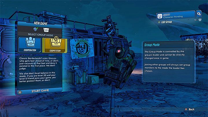 At the beginning of the game, you can choose whether the gameplay should follow the rules of Cooperation or Coopetition - Borderlands 3 Guide