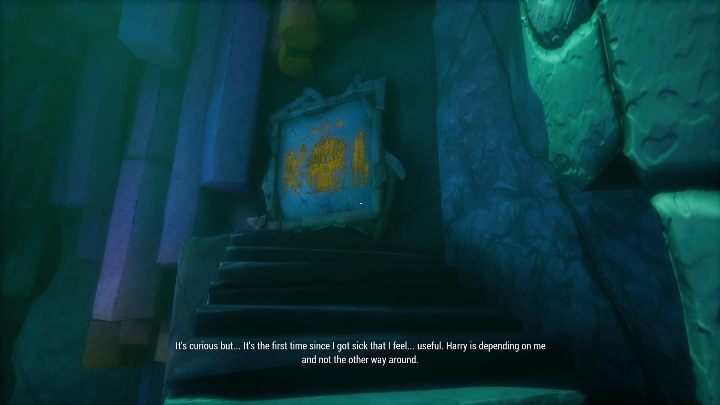 To get to the mural, you just have to climb the stairs - Call of the Sea: Chapter 3, The Vanishing of the Lady Shannon - murals - Wall paintings - Call of the Sea Guide