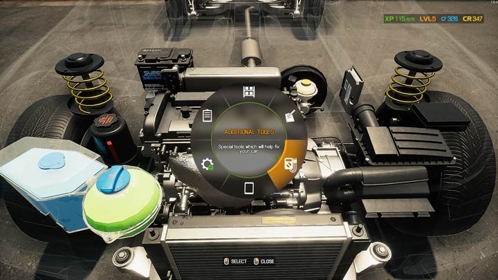 Wählen Sie im Kreismenü die Option „Extra Tools“ – Car Mechanic Simulator 2021: Störungsdiagnose – Grundlagen – Car Mechanic Simulator 2021 Guide
