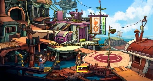 Use the map to travel to the docks and then proceed to port - Water platypus | Chaos on Deponia Walkthrough - Have words with Goal - Chaos on Deponia Guide