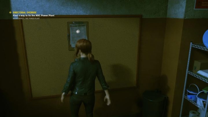 In the office, talk to the janitor and then take the side task from the board - What a mess: burn the trash - Directorial Override | Control Walkthrough - Main Quests - Control Guide