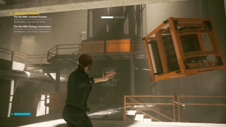 At the end of the room youll see a large converter that needs to be repaired - Directorial Override | Control Walkthrough - Main Quests - Control Guide