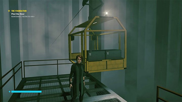 When you land on the lower level, find the Cable Cart Control room and use the switch to summon the moving platform (this can take several seconds) - Control: The Foundation - walkthrough - Walkthrough - Control Guide