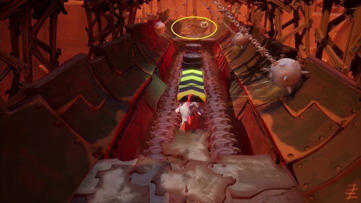 You'll find a tape behind the second checkpoint when you pass the metal balls - Crash 4: Hit The Road walkthrough - The Hazardous Wasted, 2084 - Crash 4 Guide, Walkthrough