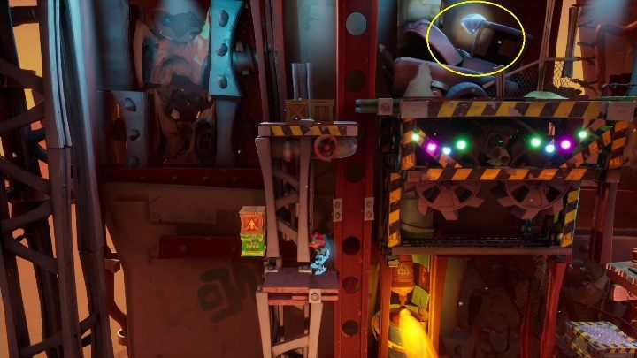 Then slip under the Nitro box, jump up and run for the gem - Crash 4: Hit The Road walkthrough - The Hazardous Wasted, 2084 - Crash 4 Guide, Walkthrough