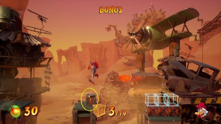 On this bonus level you can get 19 boxes - Crash 4: Hit The Road walkthrough - The Hazardous Wasted, 2084 - Crash 4 Guide, Walkthrough