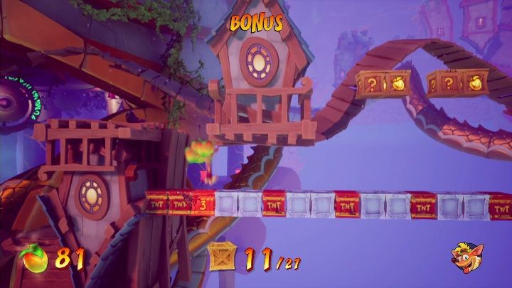 On this bonus level you can get 27 boxes - Crash 4: Off-Balance walkthrough - Tranquility Falls, 1402 - Crash 4 Guide, Walkthrough