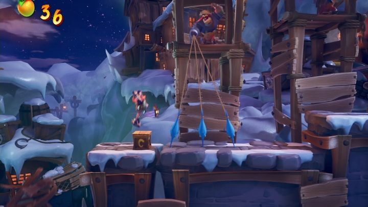 Going forward, you'll find opponents with crossbows - Crash 4: Snow Way Out walkthrough - The 11th Dimension - Crash 4 Guide, Walkthrough