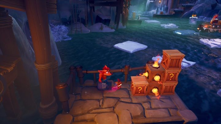 Once you get past that section, you will come across the familiar inferno boxes - Crash 4: Snow Way Out walkthrough - The 11th Dimension - Crash 4 Guide, Walkthrough