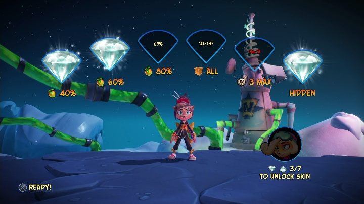 You can get six gems on Stay Frosty - Crash 4: Stay Frosty walkthrough - The 11th Dimension - Crash 4 Guide, Walkthrough