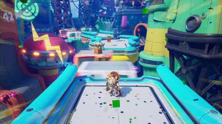 Once you get the mask, you will need to complete two sequences in which you must stop moving cars and use them to jump to the other side - Crash 4: Food Run walkthrough - The Sn@xx Dimension, 3023 - Crash 4 Guide, Walkthrough