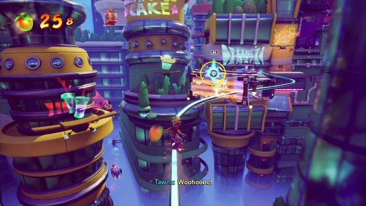 It's time for the first sequence of moving on the railing - Crash 4: Rush Hour walkthrough - The Sn@xx Dimension, 3023 - Crash 4 Guide, Walkthrough