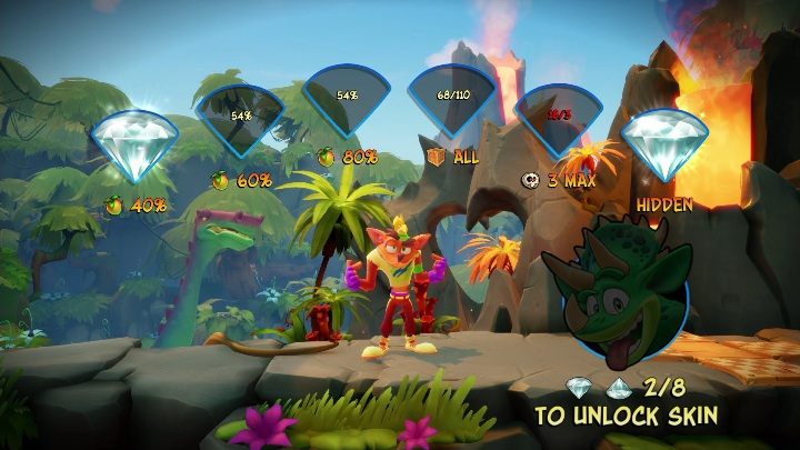 You can get six gems on Blast to the Past map - Crash 4: Blast to the Past walkthrough - Eggipus Dimension, 88 Milion B.C.B - Crash 4 Guide, Walkthrough