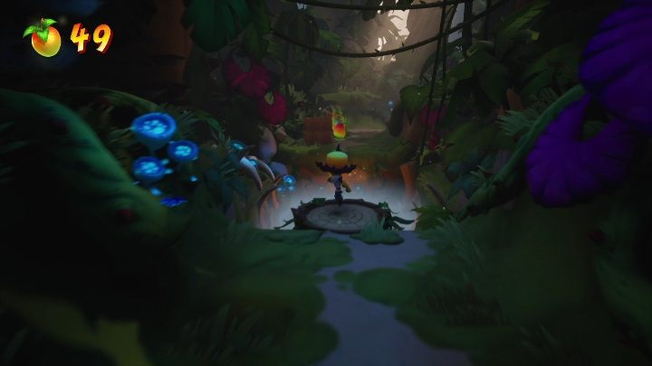 Going forward, you'll have to use dash to jump over the precipice - Crash 4: Fossil Fueled walkthrough - Eggipus Dimension, 88 Milion B.C.B - Crash 4 Guide, Walkthrough