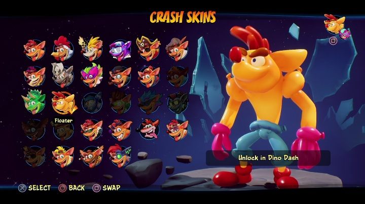 So entsperren Sie: Erhalten Sie 8 Diamanten im Level Dino Dash – Crash 4: Crash-Skins – wie entsperren Sie?  - Helden-Skins – Crash 4-Anleitung, Komplettlösung