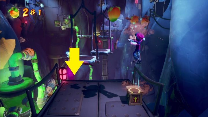 Before the last section with the dropping platforms, you will find a small shelf that will not be visible at first glance - Crash 4: All Hidden Gems - list, location - Secrets - Crash 4 Guide, Walkthrough