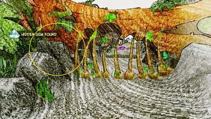 You will find the hidden gem on the left side of the road, after you escape the dinosaur - Crash 4: Hidden Gems (N.Verted levels) - list, location - N.Verted levels - Crash 4 Guide, Walkthrough