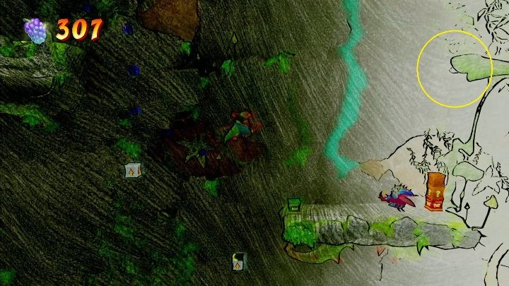 The hidden gem is waiting for you under a leaf - Crash 4: Hidden Gems (N.Verted levels) - list, location - N.Verted levels - Crash 4 Guide, Walkthrough