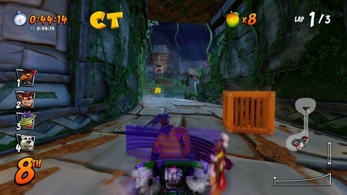 The letter C is in the first shortcut, you must jump on the top of the pyramid, it is recommended to have an afterburner or a mask - CTR Mode - Crash Team Racing in Crash Team Racing Nitro-Fueled - Game modes - Crash Team Racing Nitro-Fueled Guide