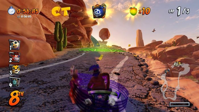 The letter T is at the beginning of the route, jump up and catch it in flight - CTR Mode - Crash Team Racing in Crash Team Racing Nitro-Fueled - Game modes - Crash Team Racing Nitro-Fueled Guide