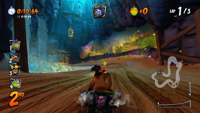 To collect the letter T you must fall from the serpent bridge that is located above it - CTR Mode - Crash Team Racing in Crash Team Racing Nitro-Fueled - Game modes - Crash Team Racing Nitro-Fueled Guide