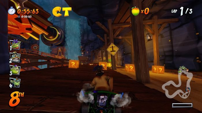 Immediately after the second turn there is a big ramp with dirt - CTR Mode - Crash Team Racing in Crash Team Racing Nitro-Fueled - Game modes - Crash Team Racing Nitro-Fueled Guide