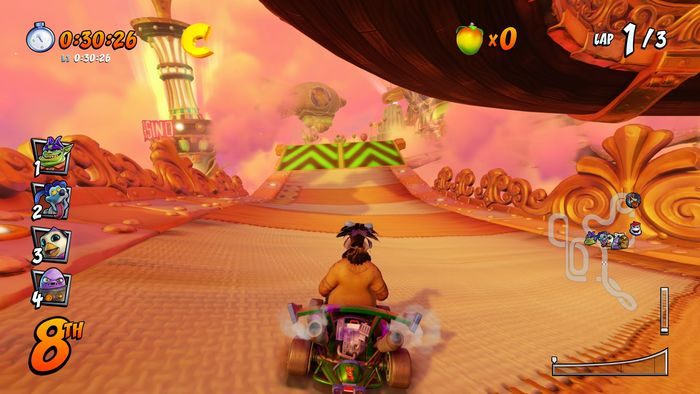 The letter T is almost at the end of the route, on the last ramp turn right and catch it in flight - CTR Mode - Crash Team Racing in Crash Team Racing Nitro-Fueled - Game modes - Crash Team Racing Nitro-Fueled Guide