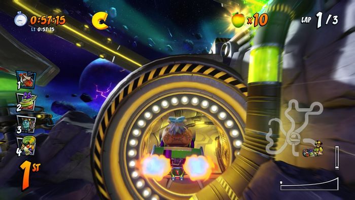 Just behind the letter T is R, at the end of the turbo ramp jump up and catch it in flight - CTR Mode - Crash Team Racing in Crash Team Racing Nitro-Fueled - Game modes - Crash Team Racing Nitro-Fueled Guide