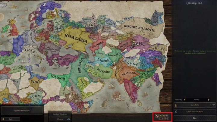 The free character selection screen in 867 - Crusader Kings 3: Ruler selection - Basics - Crusader Kings 3 game guide
