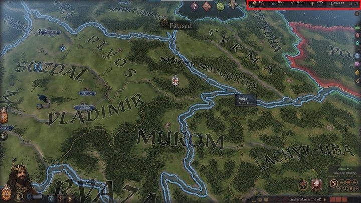 Further to the right, you will find a report on the state of your resources - Crusader Kings 3: Interface Guide - Basics - Crusader Kings 3 Guide