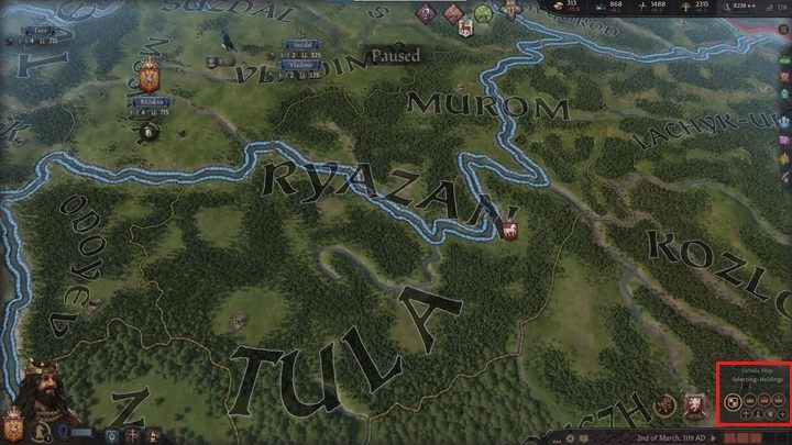 You will find the map modes menu in the lower right corner of the main campaign screen - Crusader Kings 3: Map modes - Basics - Crusader Kings 3 game guide
