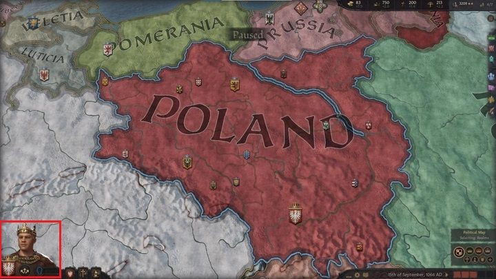 Each new playthrough starts in an active pause mode, letting you easily familiarise yourself with the current situation - Crusader Kings 3: First steps - Basics - Crusader Kings 3 Guide