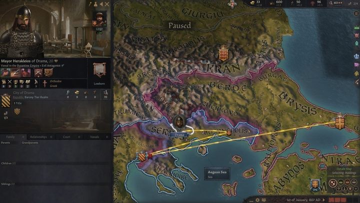 The feudal ladder in a nutshell - follow the yellow lines: the Baron answers to the Count, the Count to the Duke, and the Duke to the King/Emperor. - Crusader Kings 3: Titles - Kingdom management - Crusader Kings 3 Guide