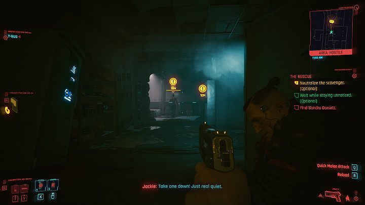 After a while you will receive information from T-bug that more Scavengers will be here in a moment - Cyberpunk 2077: The Rescue walkthrough - Main missions - Cyberpunk 2077 Guide