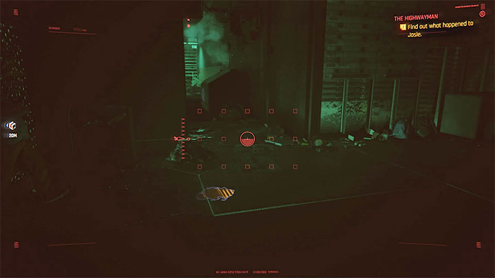 You have to continue to use the scanner and find more pools of blood - Cyberpunk 2077: The Highwayman walkthrough - Exploration - Cyberpunk 2077 Guide