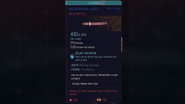 How to unlock: you will receive the weapon from Meredith Stout after spending the night with her - Cyberpunk 2077: Iconic weapons - list - World Atlas - Cyberpunk 2077 Guide