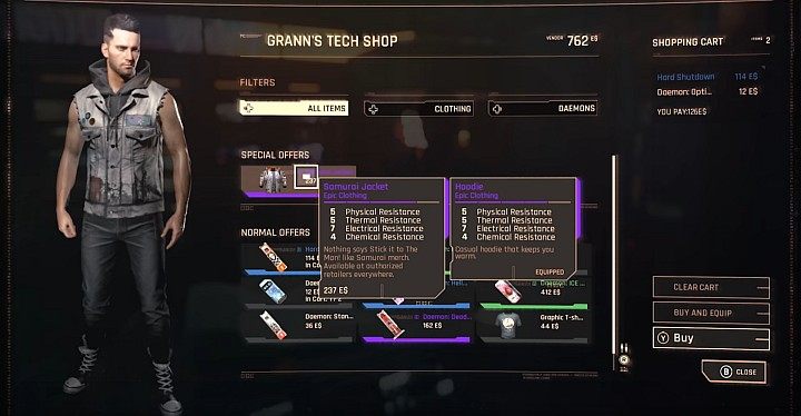 When you open the trade window, you can check the products offered by this seller - Equipment in Cyberpunk 2077 - Basics - Cyberpunk 2077 Guide